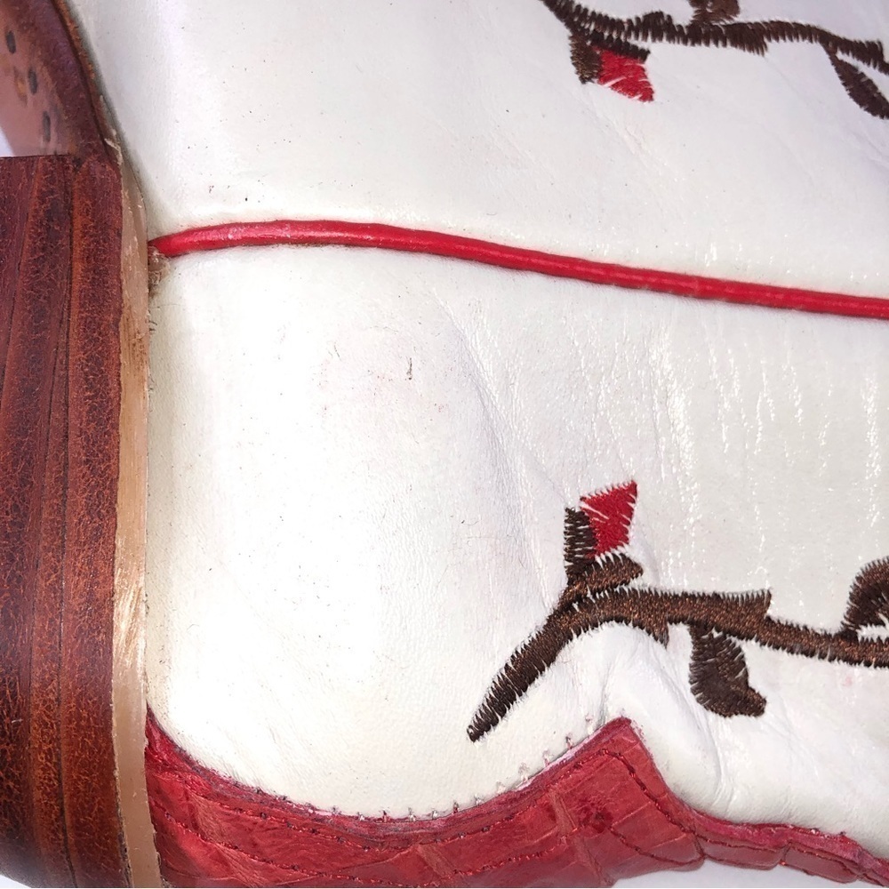 Los Altos Boots Women’s Caiman Tail Leather Cowboy Boots Size 6.5 Vintage - Picture 11 of 11